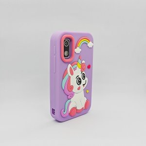 A10 Children's smartphone-shaped camera with dual lens and protective purple unicorn case, factory price.