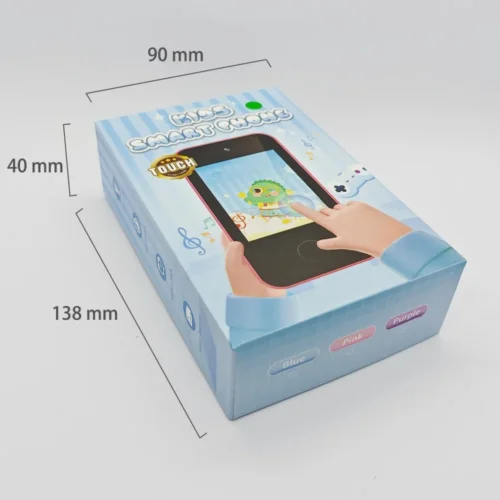 Qisora A10 kids touchscreen smartphone packaging box dimensions: 90 mm long, 40 mm wide, 138 mm high.