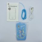 Complete kit of A10 laughing dinosaur touchscreen phone-shaped camera in blue with accessories, CE/RoHS certified.