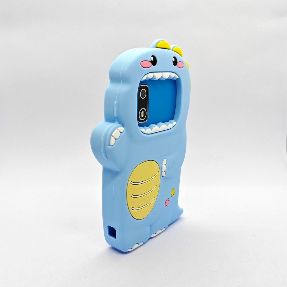 Wholesale A10 touchscreen kids camera with blue monster dinosaur silicon case, high-definition educational toy for bulk import.