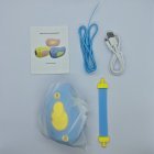 Packaging for A100-R kids' handheld DV camcorder with 2.0 inch flip screen and yellow tactile buttons .