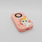 A20 pink kids phone-shaped camera top view showing high-quality speaker and cute unicorn patterns, ideal for toy importers.