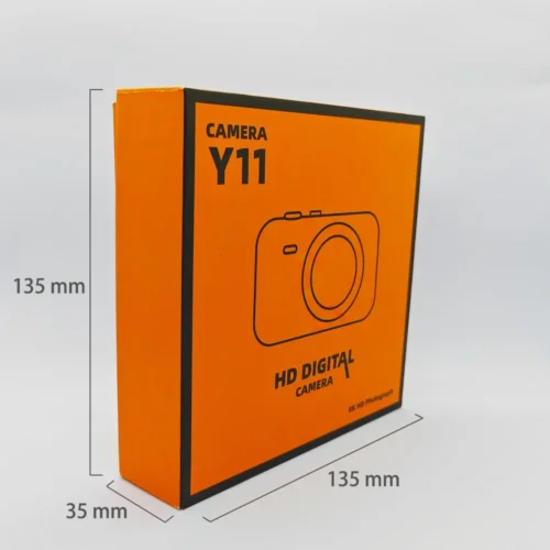 Qisora Y1 kids digital camera with stand packaging box dimensions: 135 mm long, 35 mm wide, 135 mm high.