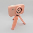 Front view of pink Y1 kids tripod camera with CE/RoHS/FCC certification for B2B toys business.