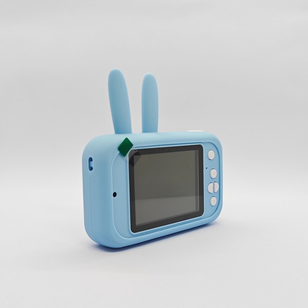 Blue Y2 bunny kids camera with rabbit-ear design, display screen and control buttons - bulk wholesale kids electronic gift.