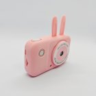 1080P HD shooting lens of pink Y2 bunny kids camera, rabbit-ear shape children's digital camera for B2B sourcing.
