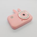 Top view of pink Y2 bunny kids digital camera with rabbit-ear design, HD children's camera for wholesale orders.