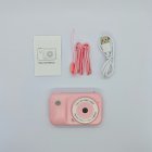 Full set of pink Y2 kids modern digital camera with lanyard, charging cable and manual, factory price.