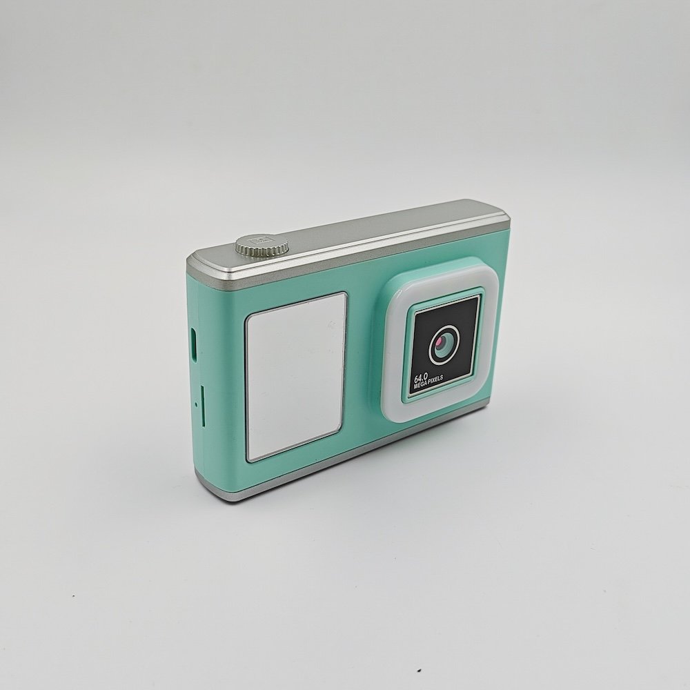 Wholesale Y23 kids digital camera in green, professional compact design for children with square front lens and mini mirror, CE/RoHS certified.