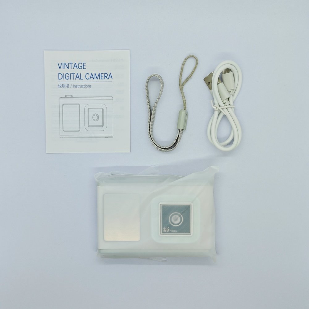 Full kit of Y23 white kids digital with modern design, including manual, USB cable and strap, wholesale from China factory.