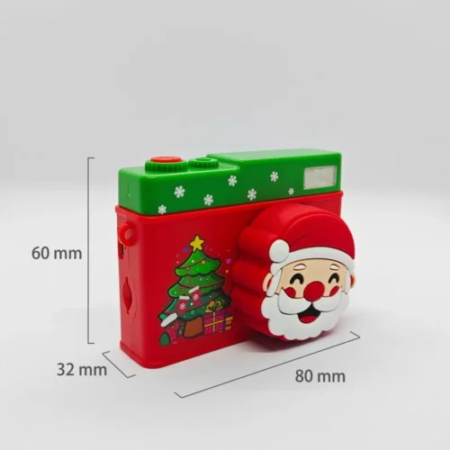Dimension chart of the Qisora Y3 Christmas kids toy camera showing its size: 80 mm length, 32 mm thickness, 60 mm height.