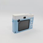Back view of Y3 blue retro kids digital camera with display screen and control buttons - wholesale kids electronic gifts.