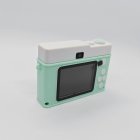 Back view of Y3 green retro kids digital camera with display screen and control buttons - wholesale kids electronic gifts.