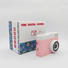CE/RoHS/FCC compliant Y3 kids digital camera in pink with protective gift box.