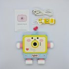 Wholesale full kit of kid-friendly Y6 digital camera with cute robot silicone case, USB cable, lanyard and instruction manual for retail suppliers.