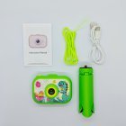 Wholesale Y6 green unicorn painted kids camera set with tripod, green lanyard and USB cable.