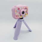 CE/RoHS certified Y6 kids tripod camera with colorful patterns and purple unicorn for B2B wholesale.