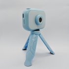 Bulk Y6 dual lens children camera in blue with tripod mount, 1080P HD dual shooting mode for toddlers.