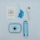Wholesale blue Y6 kids digital camera gift set with tripod, lanyard and USB cable.