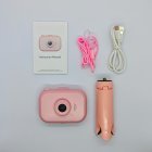 Wholesale pink Y6 kids digital camera gift set with tripod, lanyard and USB cable.