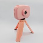 Bulk Y6 dual lens children camera in pink with tripod mount, 1080P HD dual shooting mode for toddlers.