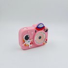 Y8 classic children's digital camera featuring a 3D astronaut and spaceship soft silicone sleeve in pink for gift distributors.