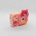 CE/RoHS certified Y8 children's digital camera featuring a soft light pink honey bear protective case with bee and flower details.