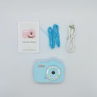 Complete set of Y8 kids blue camera, manual, blue lose-prevent lanyard and USB cable for toy distributors.