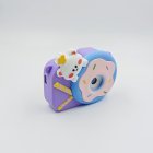 Y8 children's digital camera with a purple silicone case, featuring a blue doughnut design on it for gift distributors.