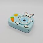Top view of Y8 kids toy camera showing HD front lens with blue rabbit and carrot silicone cover for toy wholesalers.