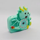 Wholesale Y8 kids camera with light green winged dragon silicone case, HD dual lends and drop-proof protective cover for toy distributors.