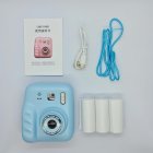 Complete set of Y300H blue kids instant camera with accessories for tech toy distributors, FCC certified.
