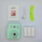 Complete set of Y300H mint green kids instant camera with 3 rolls of thermal paper, OEM/ODM ready for corporate gifting and international wholesale trade, FCC certified.