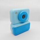 Blue Y350 kids instant photo camera with standard safety certifications, zero-ink thermal printing camcorder for international wholesale trade.