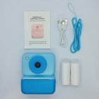 CE/RoHS compliant blue instant camera set for kids, includes 2 rolls of thermal paper, OEM/ODM factory direct wholesale.