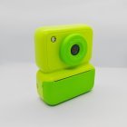 Green Y350 kids instant photo camera with standard safety certifications, zero-ink thermal printing camcorder for international wholesale trade.