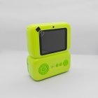 Quality assured green Y350 kids camera with integrated screen and easy-control buttons, compliant with global toy safety standards.