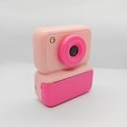 Pink Y350 kids instant photo camera with standard safety certifications, zero-ink thermal printing camcorder for international wholesale trade.