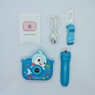 Full set of Y6 blue dolphin kids digital camera with tripod, lose-prevent lanyard, USB cable and instruction.