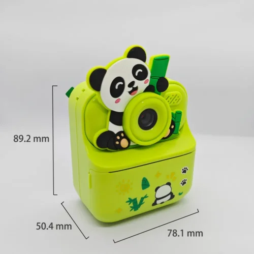 Qisora Green Panda Y900 kids instant print camera dimensions: 78.1 mm long, 50.4 mm wide, 89.2 mm high.