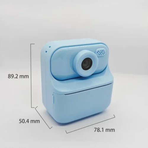 Qisora Blue Classic Y900 kids instant print camera dimensions: 78.1 mm long, 50.4 mm wide, 89.2 mm high.
