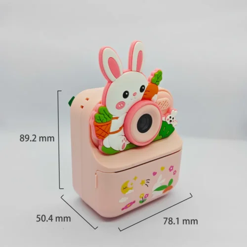 Qisora Pink Rabbit Y900 kids instant print camera dimensions: 78.1 mm long, 50.4 mm wide, 89.2 mm high.