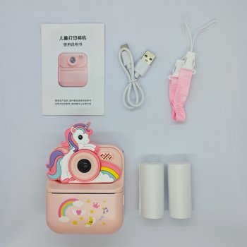 Full set of CE/RoHS/FCC certified Y900 pink unicorn printing camera.