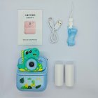 OEM/ODM manufacturing supply Y900 blue dinosaur instant print camera gift set including thermal paper, lanyard, cable and manual.