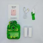 OEM/ODM manufacturing supply Y900 green dinosaur instant print camera gift set including thermal paper, lanyard, cable and manual.