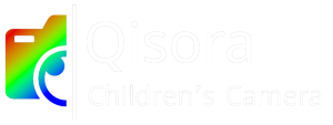 Logo of Qisora kids camera wholesale with white font.
