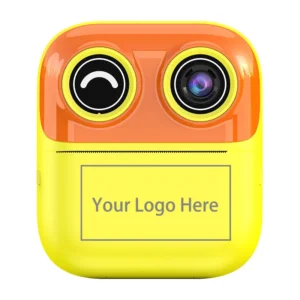 Diagram showing the custom logo printing area on the ABS shell of Qisora Y800 wink kids instant print camera.